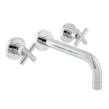 Vado Elements 3 Hole Basin Mixer wall mounted chrome with 200mm spout and honeycomb flow regulator
