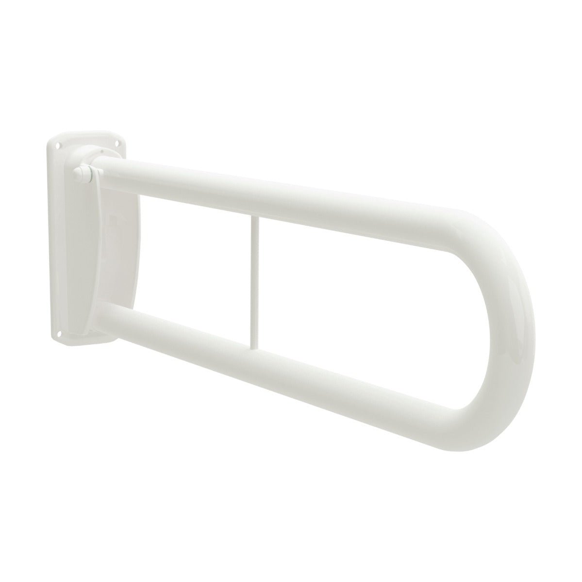 Bathex Essential Double Arm Hinged Support Rail with Toilet Roll Holder 760mm - White - 34700 - TAP 'N' SHOWER