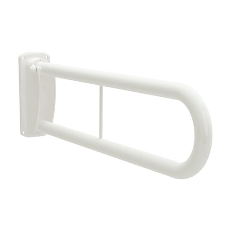 Bathex Essential Double Arm Hinged Support Rail with Toilet Roll Holder 760mm - White - 34700 - TAP 'N' SHOWER