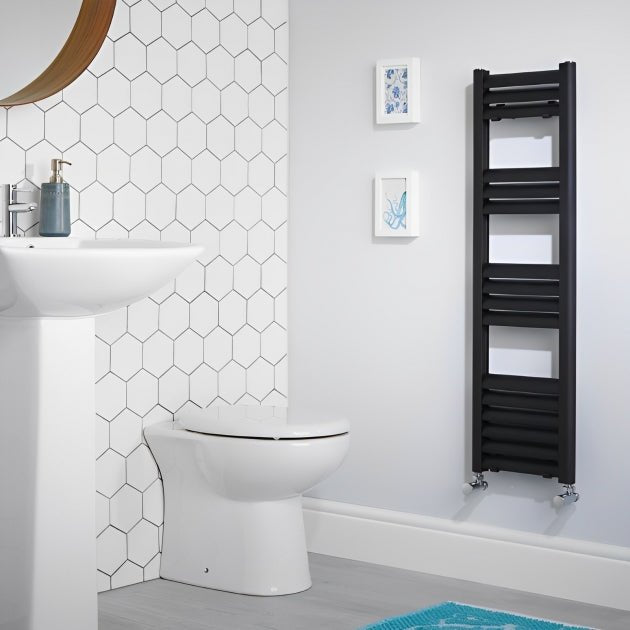 Towelrads Eton Straight Heated Towel Rail 1000mm High x 500mm Wide - Anthracite - 136067 - TAP 'N' SHOWER