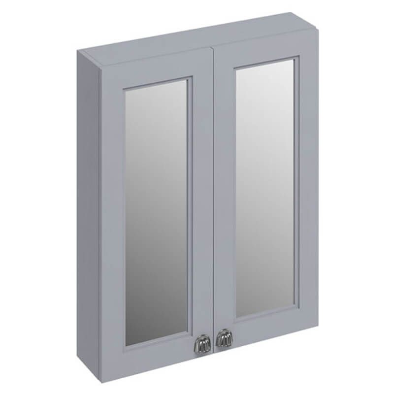 Burlington Grey 2 Door Mirror Cabinet 600mm - F6MG - TAP 'N' SHOWER