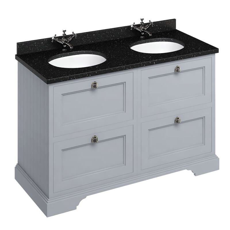 Burlington Grey Freestanding 4 Drawer Vanity Unit ONLY 1300mm - FC10G - TAP 'N' SHOWER