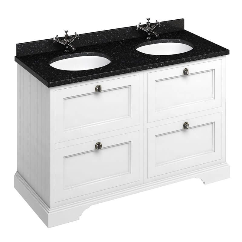 Burlington Matt White Freestanding 4 Drawer Vanity Unit ONLY 1300mm - FC10W - TAP 'N' SHOWER