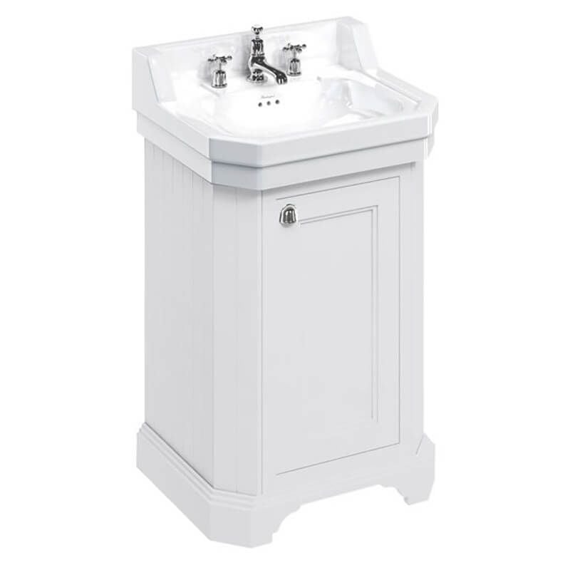 Burlington Matt White Freestanding Edwardian 1 Door Vanity Unit ONLY 560mm - FC12W - TAP 'N' SHOWER