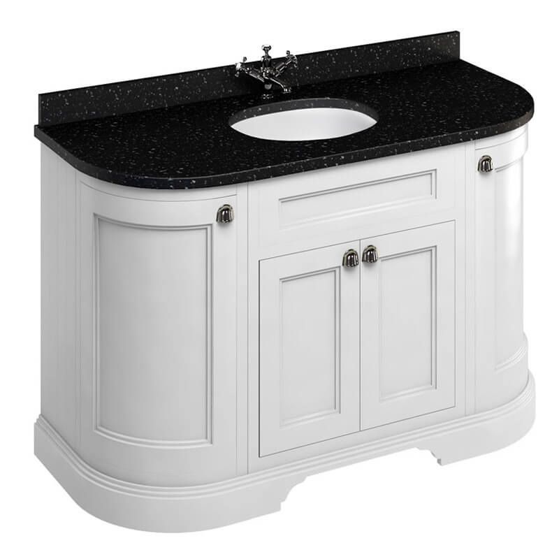 Burlington Matt White Freestanding Curved 4 Door Vanity Unit ONLY 1340mm - FC1W - TAP 'N' SHOWER