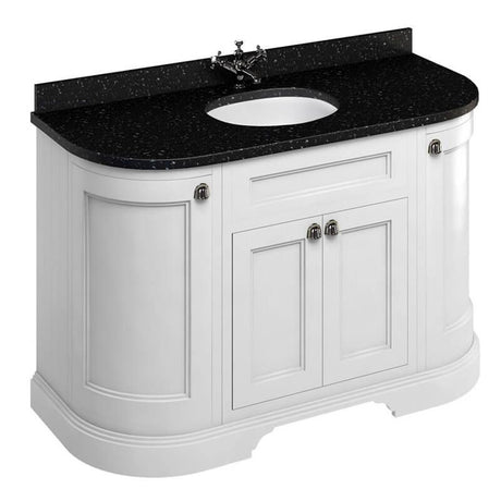 Burlington Matt White Freestanding Curved 4 Door Vanity Unit ONLY 1340mm - FC1W - TAP 'N' SHOWER