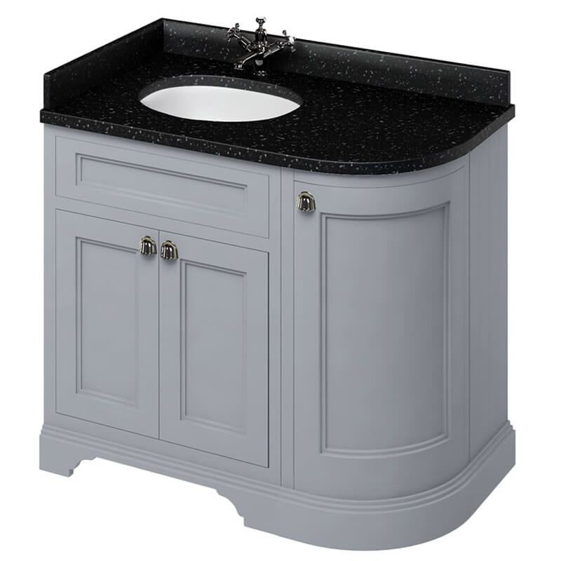 Burlington Grey Freestanding Curved 3 Door Left Hand Vanity Unit ONLY 1000mm - FC2G - TAP 'N' SHOWER