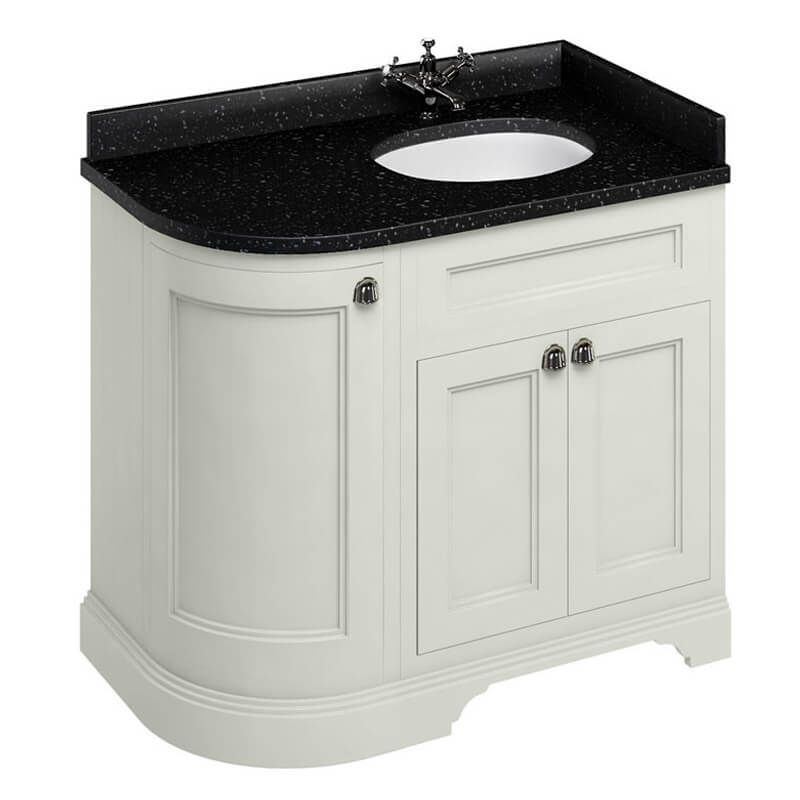 Burlington Sand Freestanding Right Hand Curved 3 Door Vanity Unit ONLY 1000mm - FC3S - TAP 'N' SHOWER