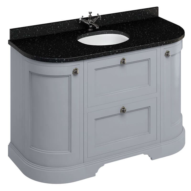 Burlington Grey Freestanding Curved 2 Door & 2 Drawer Vanity Unit ONLY 1340mm - FC4G - TAP 'N' SHOWER