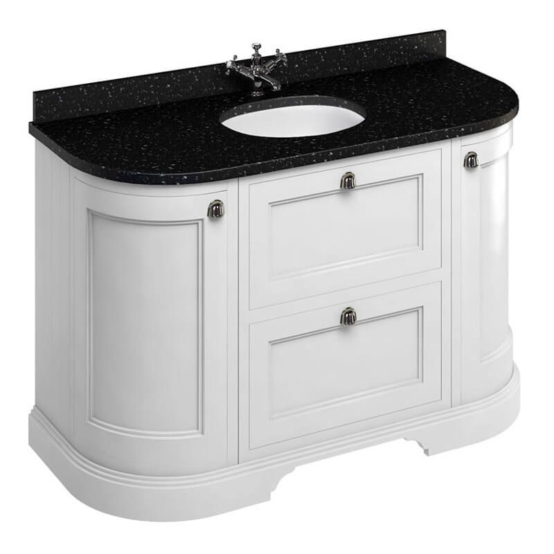 Burlington Matt White Freestanding Curved 2 Door & 2 Drawer Vanity Unit ONLY 1340mm - FC4W - TAP 'N' SHOWER
