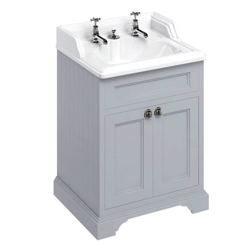 Burlington Grey Freestanding 2 Door Vanity Unit ONLY 650mm - FF8G - TAP 'N' SHOWER