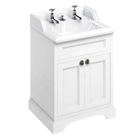 Burlington Matt White Freestanding 2 Door Vanity Unit ONLY 650mm - FF8W - TAP 'N' SHOWER