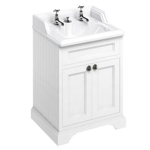 Burlington Matt White Freestanding 2 Door Vanity Unit ONLY 650mm - FF8W - TAP 'N' SHOWER