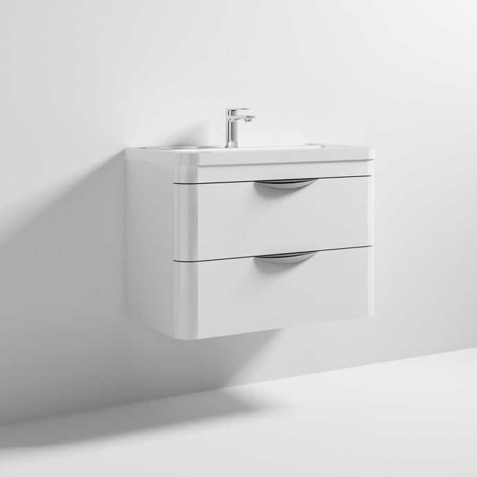 Nuie Parade 2 - Drawer Wall Hung Vanity Unit with Ceramic Basin 800mm Wide - White Gloss - FPA005A - TAP 'N' SHOWER