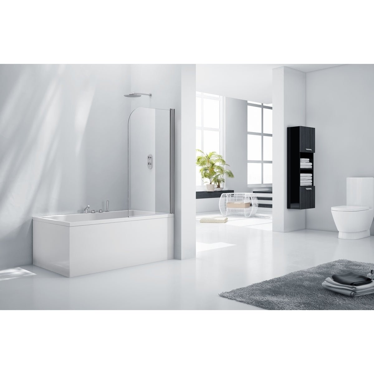 Frontline Aquaglass 6mm Rise and Fall Bath Screen 1400 x 800mm - Clear - BE611633 - TAP 'N' SHOWER