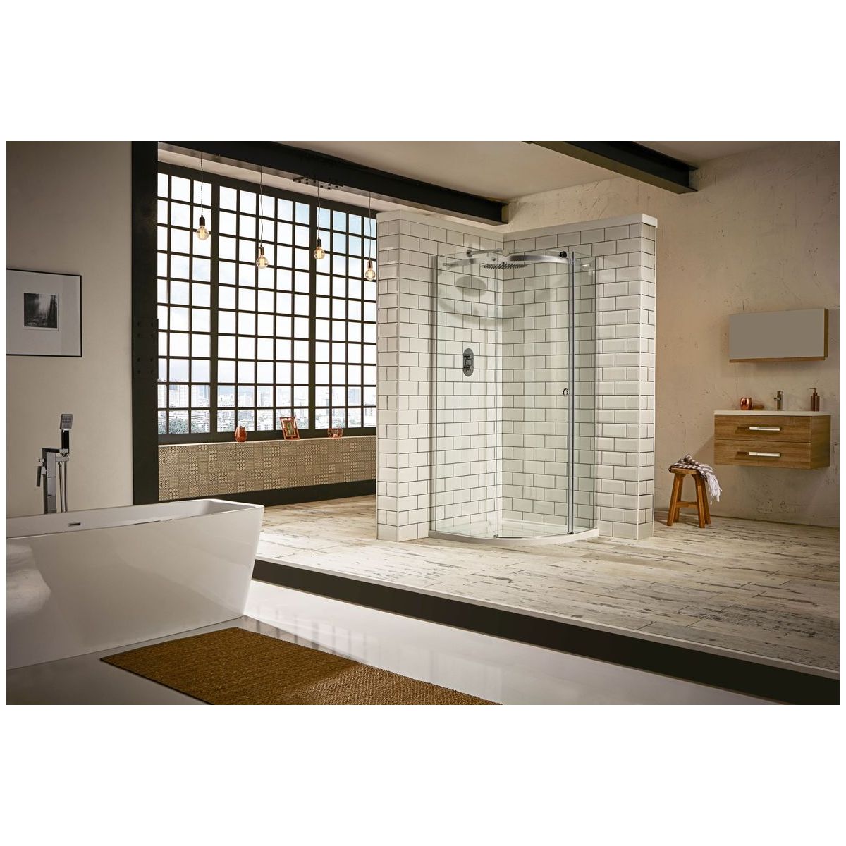 Frontline Aquaglass Sphere RH Offset 1 Door Quadrant 1000x800mm - White - BENDY9391B8010RH - TAP 'N' SHOWER