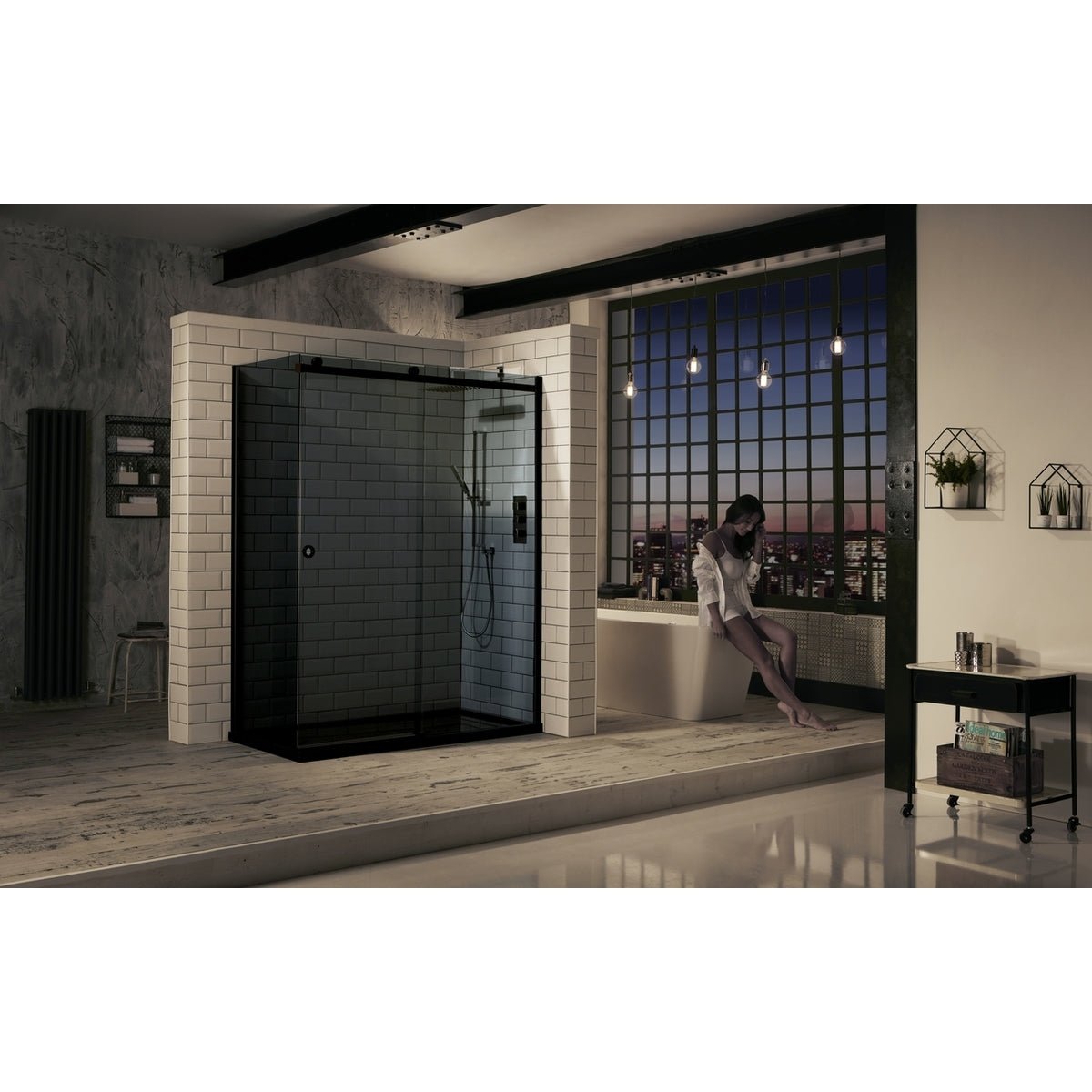 Frontline Aquaglass Sphere Sliding Door Smoked Glass 1600mm - Clear - BENDYD9153 - 16BT - TAP 'N' SHOWER