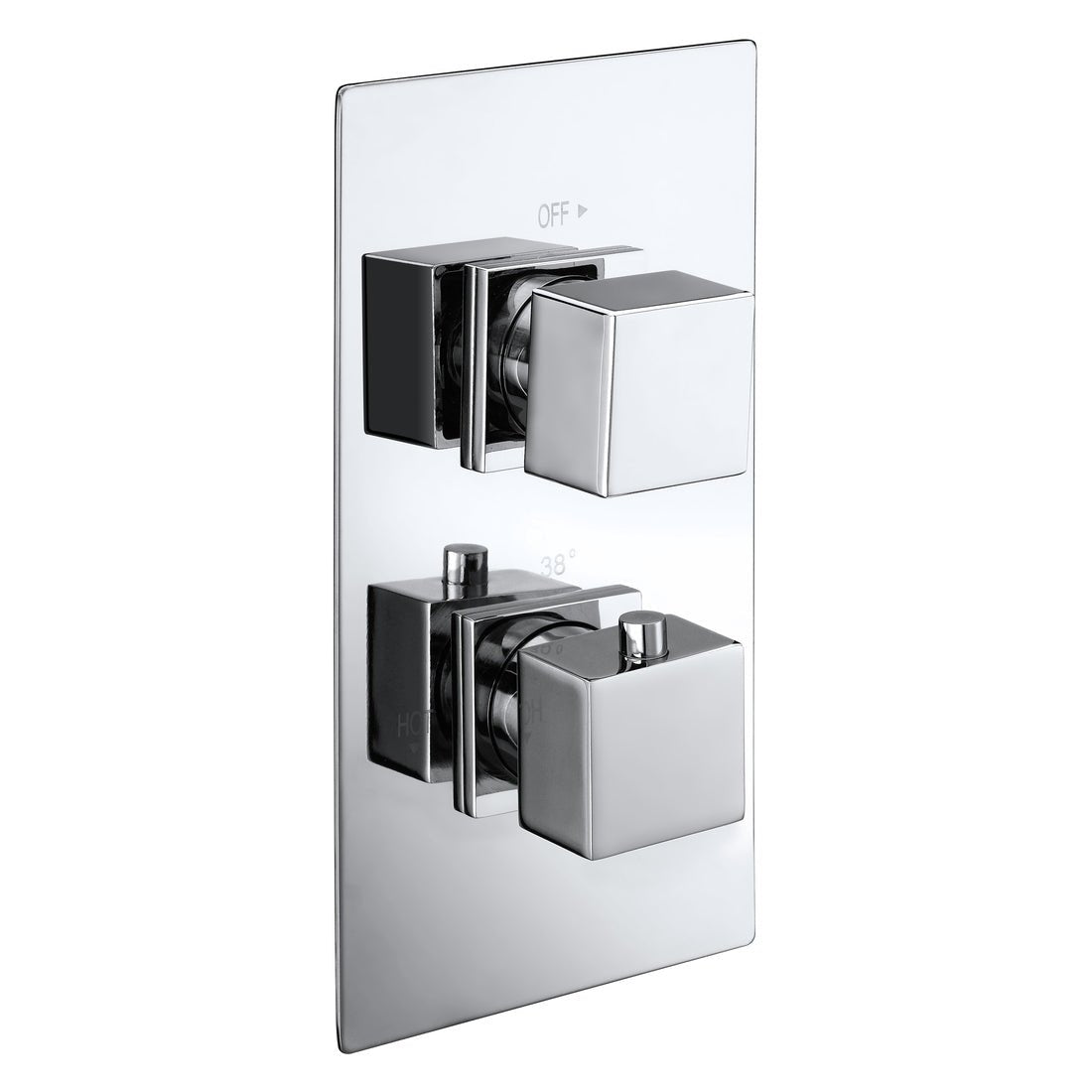 Frontline Aquaflow Italia Cube Twin Concealed Shower Valve with Diverter - Chrome - BIQCT02D - TAP 'N' SHOWER