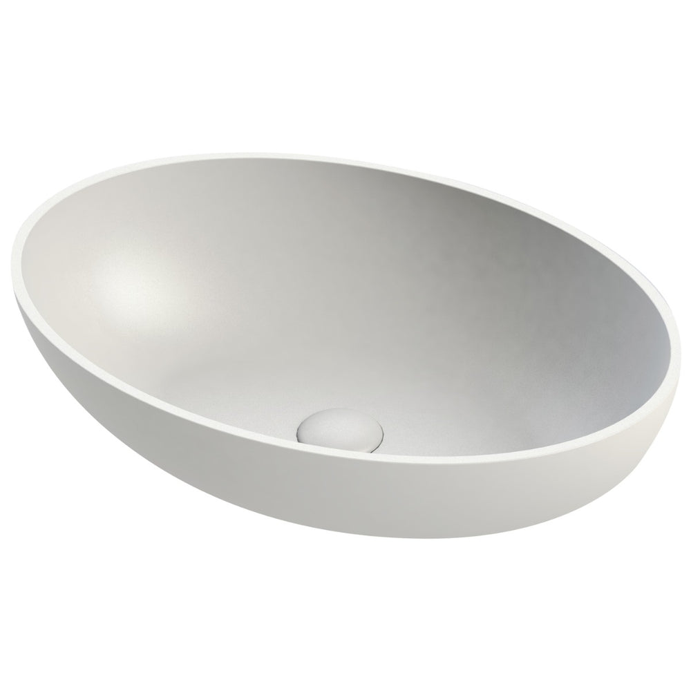 Frontline Aquanatural Galvano Oval Solid Surface Basin - Matt White - BIQGOB - TAP 'N' SHOWER