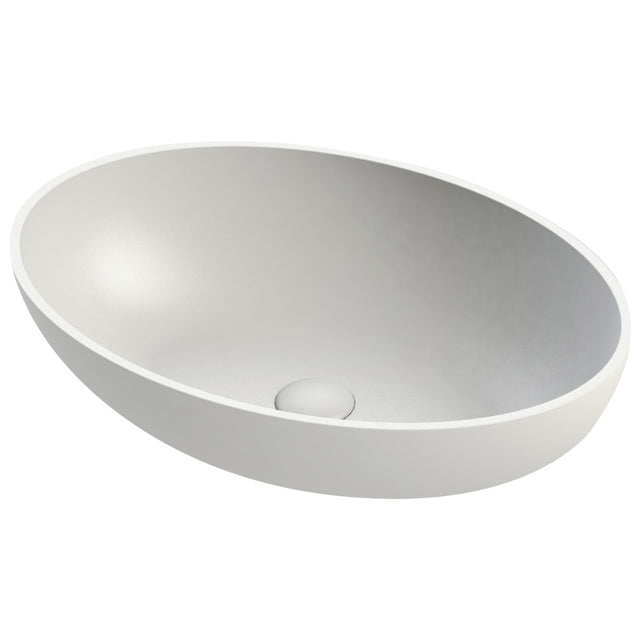 Frontline Aquanatural Galvano Oval Solid Surface Basin - Matt White - BIQGOB - TAP 'N' SHOWER