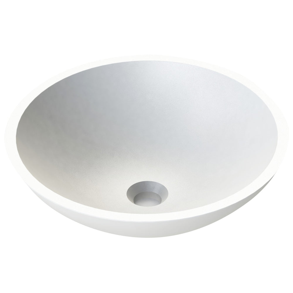 Frontline Aquanatural Prince Round Solid Surface Basin 420mm - Matt White - BIQP42 - TAP 'N' SHOWER
