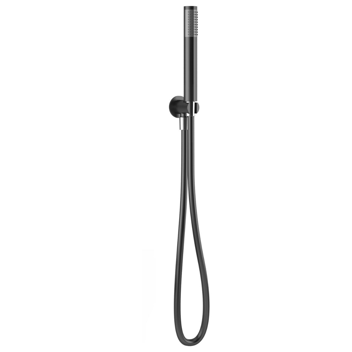 Frontline Aquaflow Round Outlet Elbow Flex and Handset - Matt Black - FMRMBOEPB - TAP 'N' SHOWER