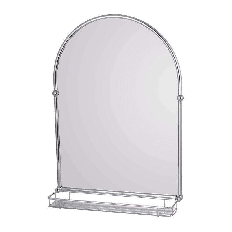 Frontline Holborn Traditional Arched Mirror with Glass Shelf - Chrome - LMHAHC09GF - TAP 'N' SHOWER