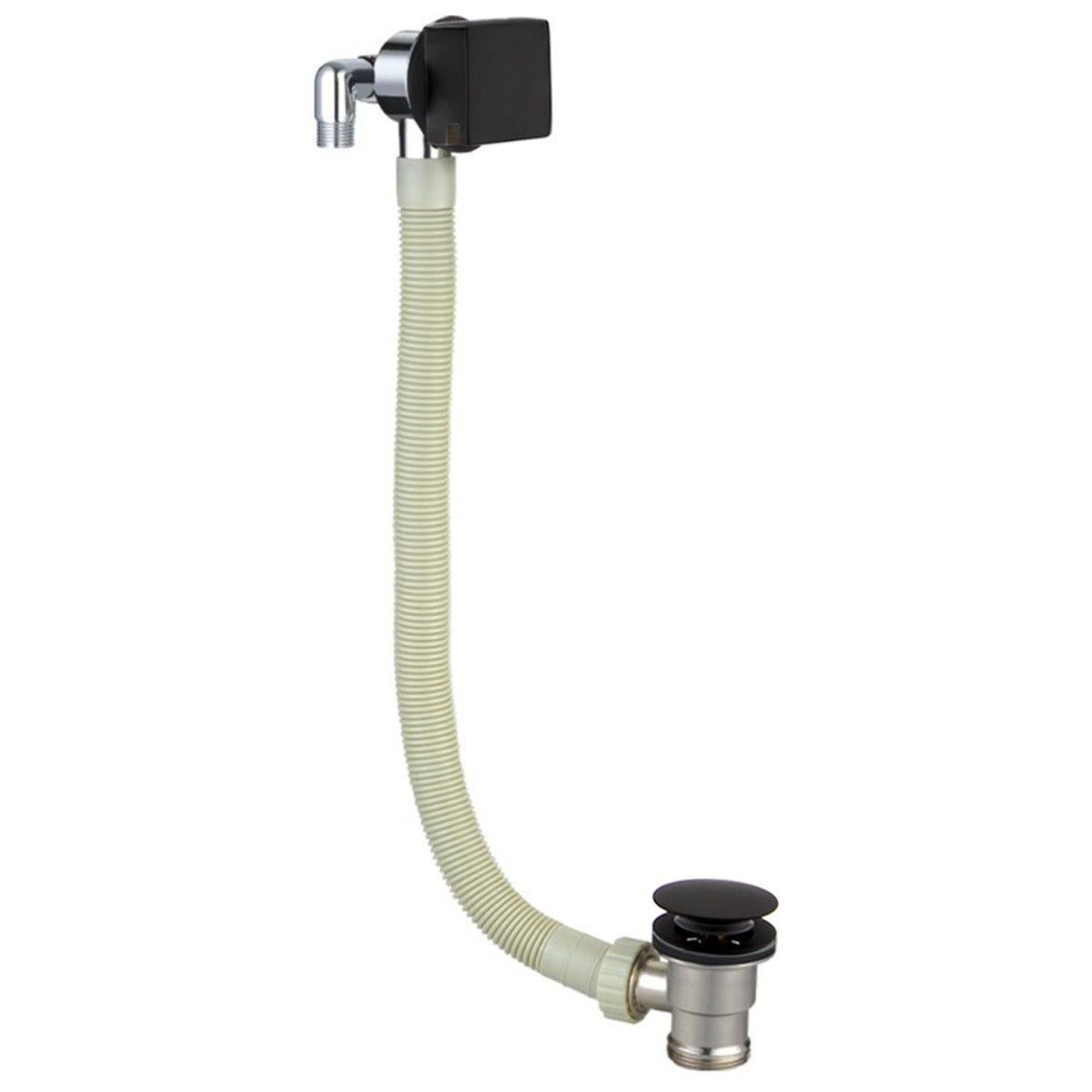 Frontline Aquaflow Cascade Square Overflow Bath Filler - Matt Black - LMWE243Q - MB - TAP 'N' SHOWER