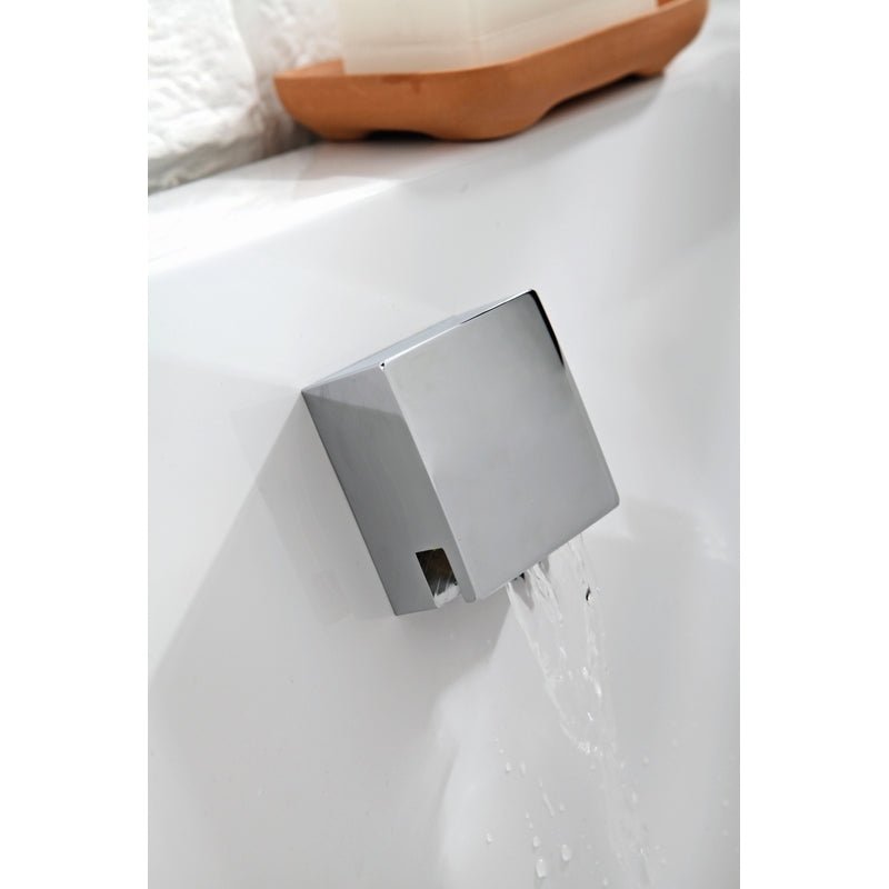 Frontline Aquaflow Cube Cascade Bath Filler - Chrome - LMWE243Q - P/P - TAP 'N' SHOWER