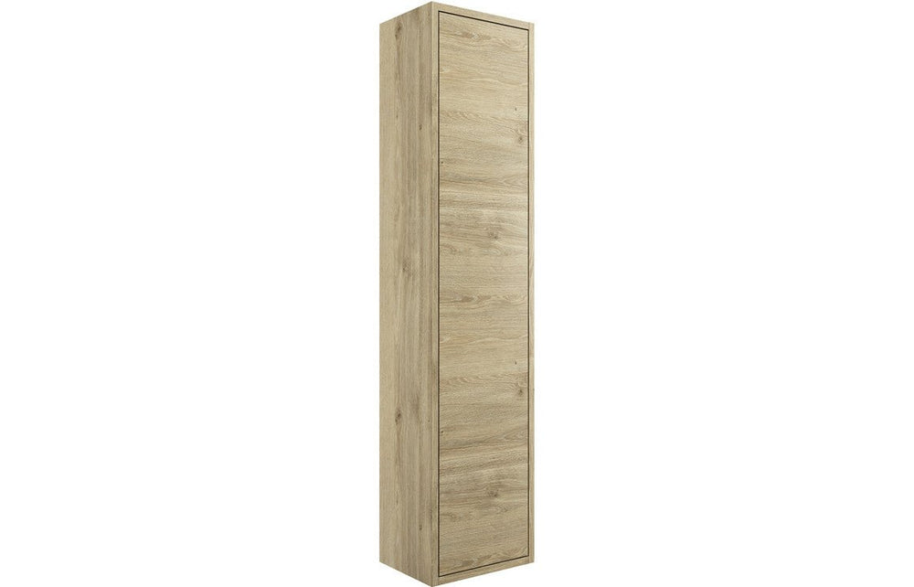 Prystine McAllen 1 Door Wall Hung Tall Unit 300mm - Havana Oak - PRIS2102 - TAP 'N' SHOWER