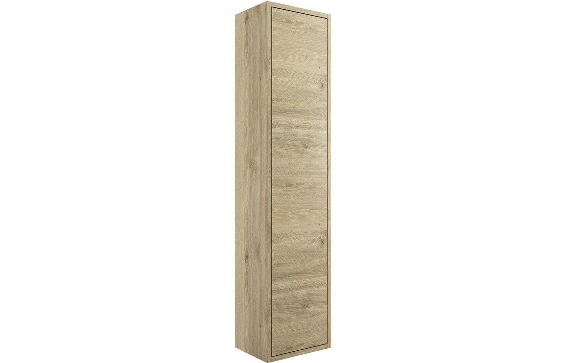 Prystine McAllen 1 Door Wall Hung Tall Unit 300mm - Havana Oak - PRIS2102 - TAP 'N' SHOWER
