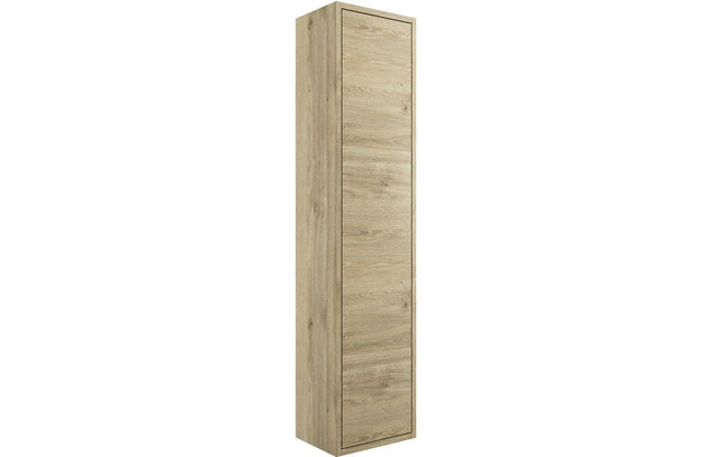 Prystine McAllen 1 Door Wall Hung Tall Unit 300mm - Havana Oak - PRIS2102 - TAP 'N' SHOWER