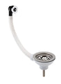 Launde Abbey Fireclay Sinks Pull Out Basket Strainer Waste with Overflow 90mm - Chrome - TAP 'N' SHOWER