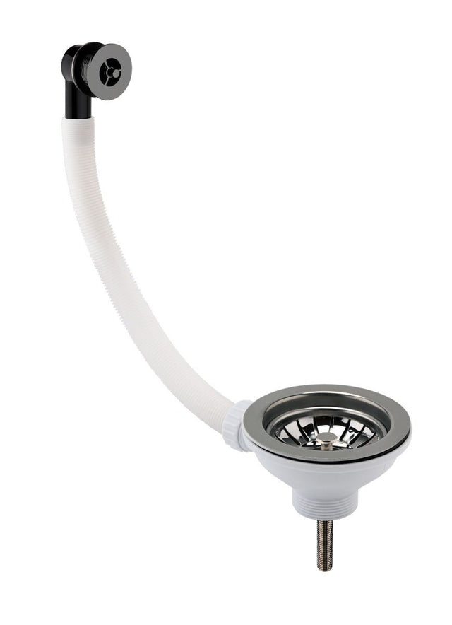 Launde Abbey Fireclay Sinks Pull Out Basket Strainer Waste with Overflow - Brushed Brass - TAP 'N' SHOWER