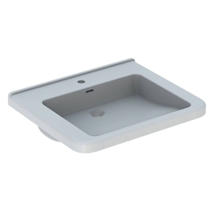 Geberit Selnova Comfort Square 1 Taphole Countertop Basin and Overflow - White - 500.788.01.7 - TAP 'N' SHOWER