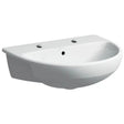 Geberit Selnova 2 Tap Holes Semi - Recessed Basin 550mm - White - 501.405.00.7 - TAP 'N' SHOWER