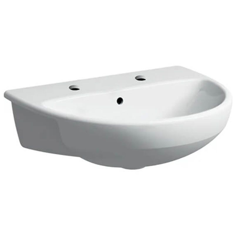 Geberit Selnova 2 Tap Holes Semi - Recessed Basin 550mm - White - 501.405.00.7 - TAP 'N' SHOWER