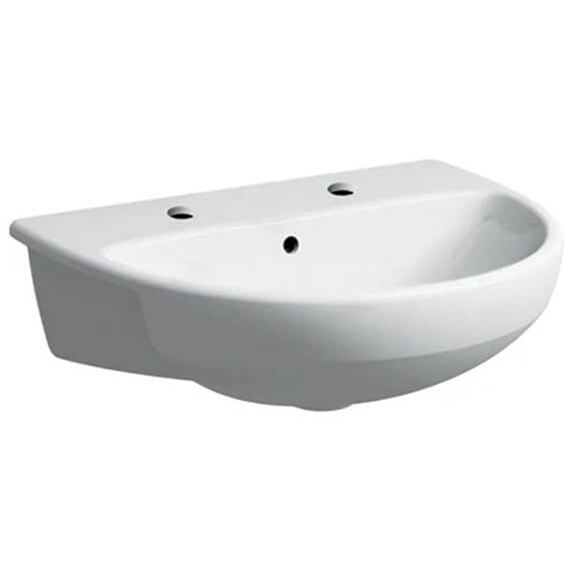 Geberit Selnova 2 Tap Holes Semi - Recessed Basin 550mm - White - 501.405.00.7 - TAP 'N' SHOWER