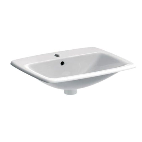 Geberit Selnova 1 Tap Hole Square Countertop Basin 550mm - White - 501.466.00.7 - TAP 'N' SHOWER