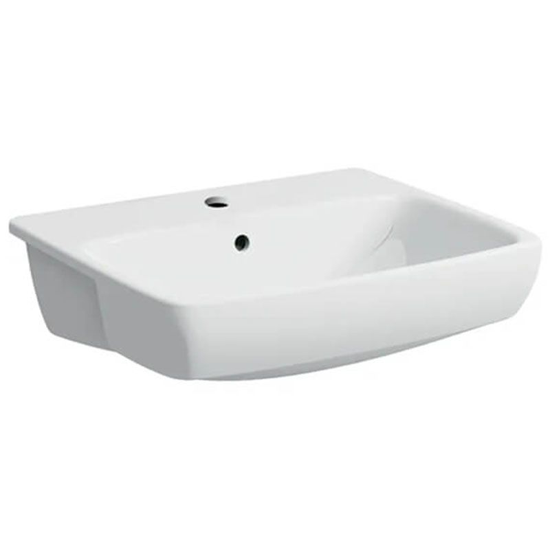 Geberit Selnova 1 Tap Hole Square Semi - Recessed Basin 550mm - White - 501.467.00.7 - TAP 'N' SHOWER
