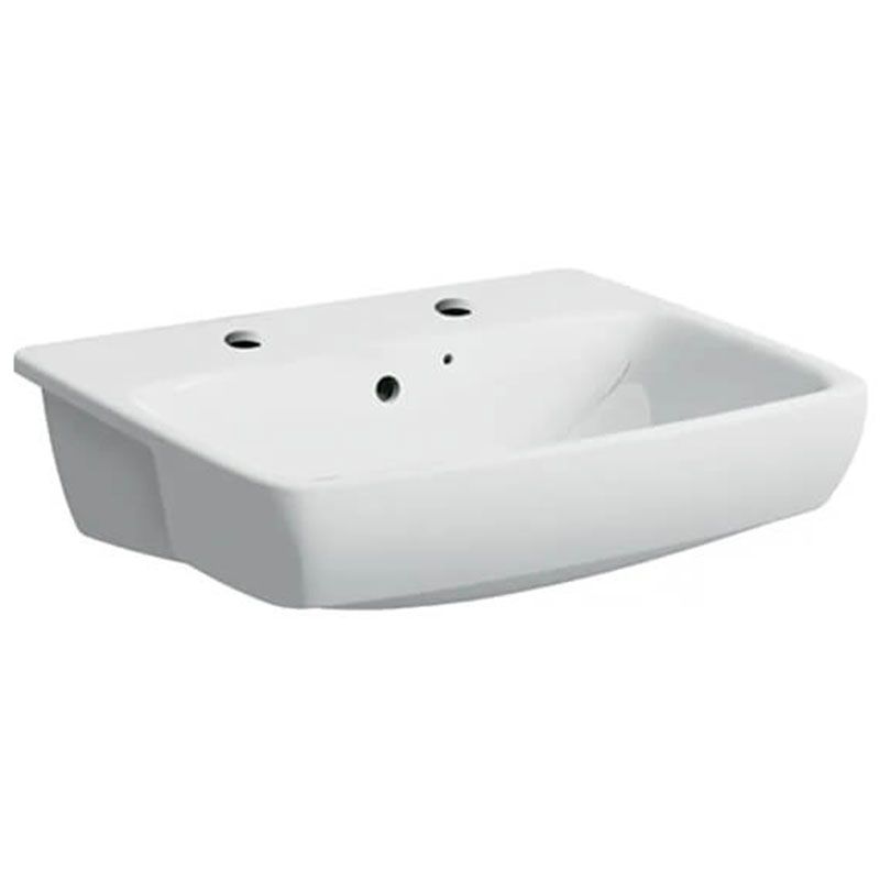 Geberit Selnova 2 Tap Holes Square Semi - Recessed Basin 550mm - White - 501.468.00.7 - TAP 'N' SHOWER