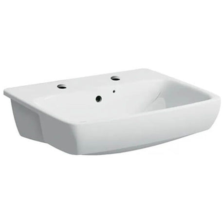 Geberit Selnova 2 Tap Holes Square Semi - Recessed Basin 550mm - White - 501.468.00.7 - TAP 'N' SHOWER