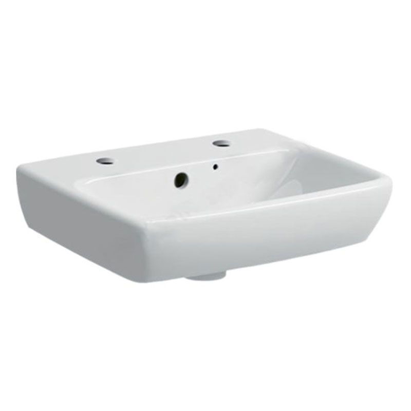 Geberit Selnova 2 Tap Holes Square Cloakroom Basin 450mm - White - 501.474.00.7 - TAP 'N' SHOWER