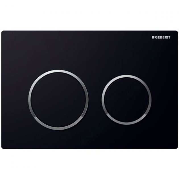 Geberit Kappa21 Modern Rectangular Dual Flush Plate - Black/Gloss Chrome Plated - 115.240.KM.1 - TAP 'N' SHOWER