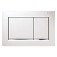 Geberit Omega30 white and gloss chrome rectangular dual flush plate with twin buttons for easy operation
