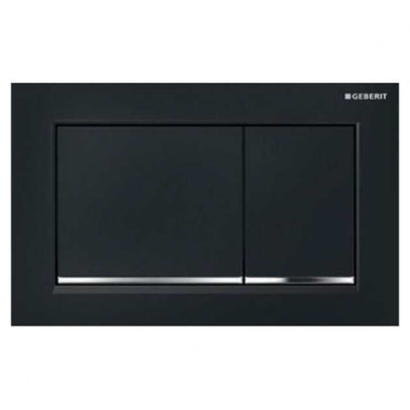 Geberit Omega30 Modern Dual Flush Plate - Black/Gloss Chrome - 115.080.KM.1