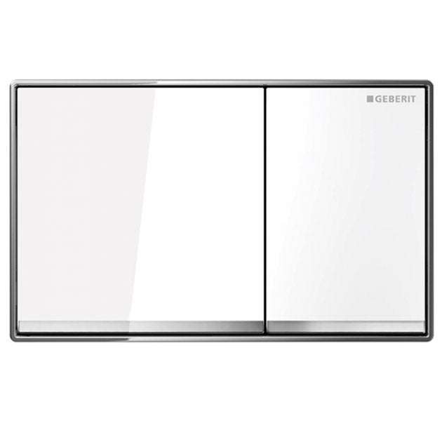 Geberit Omega60 Modern Dual Flush Plate - White Glass - 115.081.SI.1 - TAP 'N' SHOWER