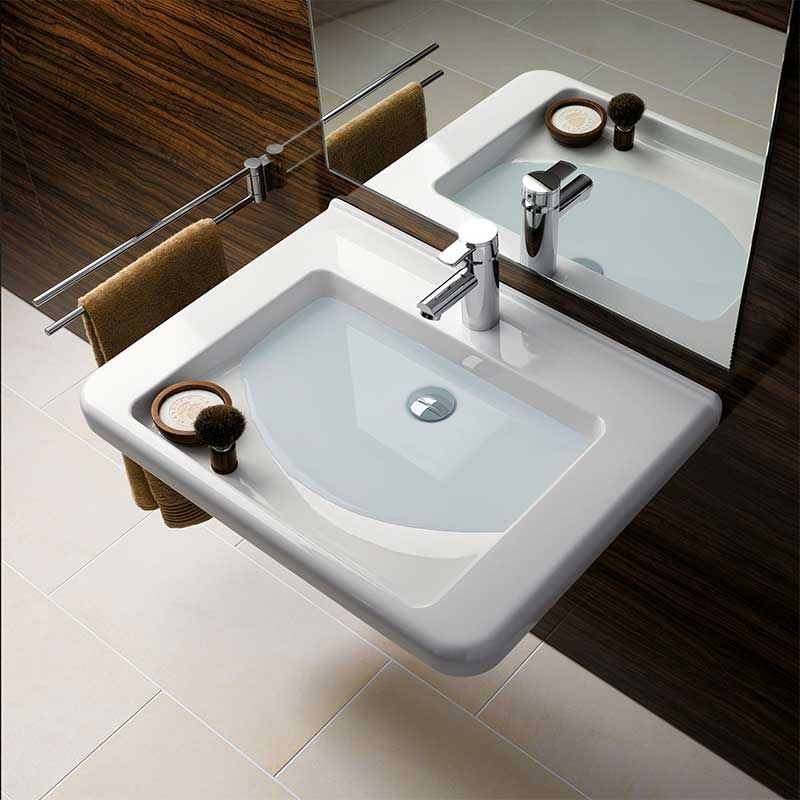 Geberit Selnova Comfort Square 1 Tap Hole Countertop Basin 650mm - White - 500.789.01.7 - TAP 'N' SHOWER