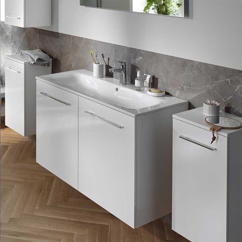 Geberit Selnova Square 2 Doors Vanity Unit & Basin 1000mm - White - 501.260.00.1 - TAP 'N' SHOWER