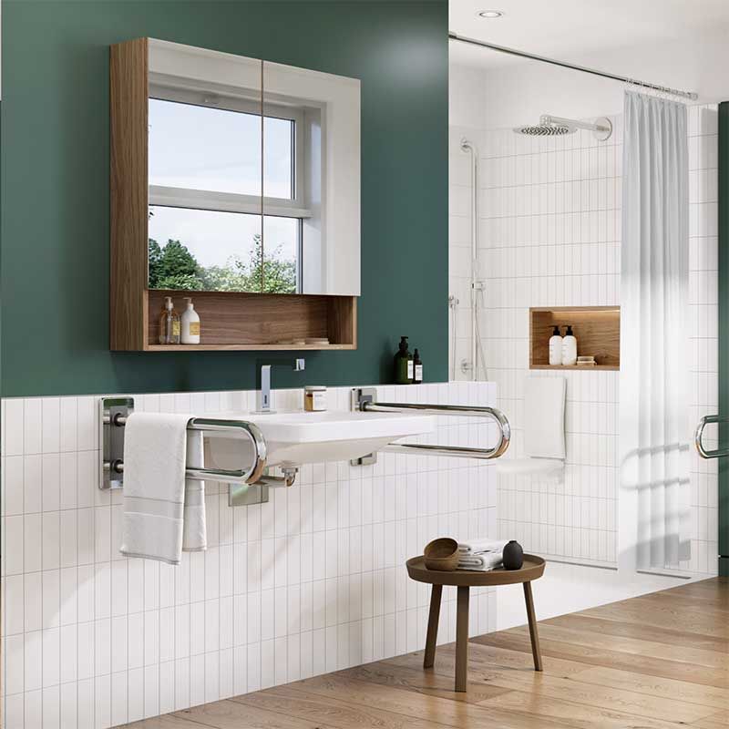 Geberit Selnova Square 2 Doors Mirror Cabinet 788mm - Dark Hickory - 501.270.00.1 - TAP 'N' SHOWER